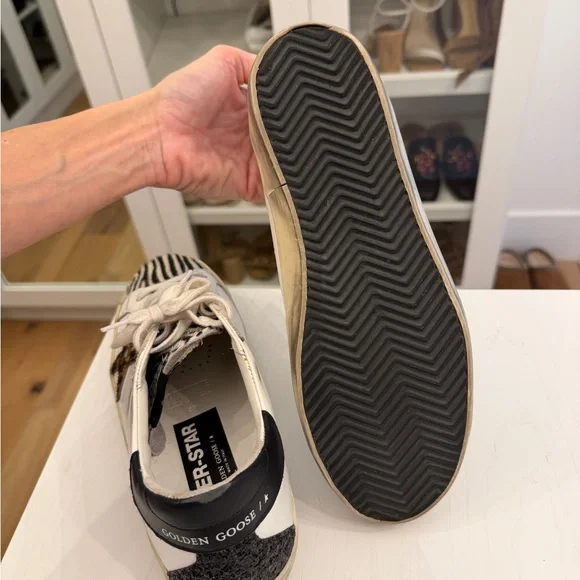 Golden Goose White and Black Zebra Print Sneakers - Picture 4 of 7